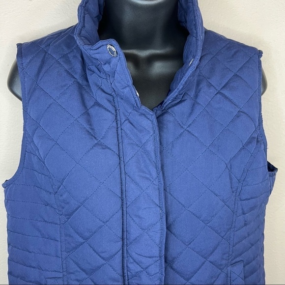 M Black Rivet Blue Puffer Vest Medium Snap Closure 8 10 - Picture 2 of 7